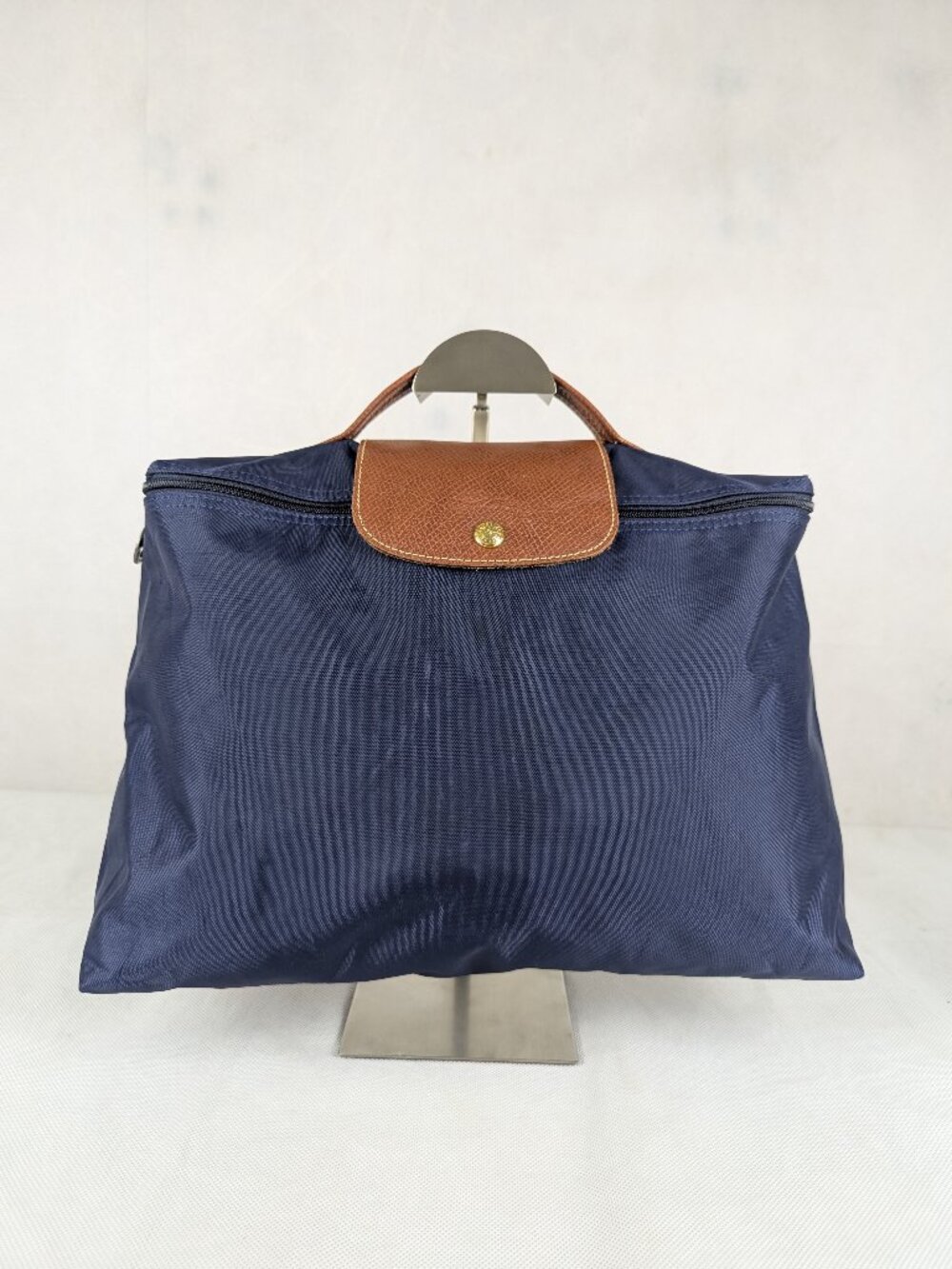LONGCHAMP Le Pliage Original Briefcase Top Handle Nylon Blue Bag Made in China